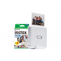 Fujifilm Instax Link Wide Printer - Ash White - Printer + 20 Shot Pack