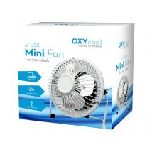 OXYCOOL 4&quot; USB Mini Desk Fan. Portable. Single-Speed. Adjustable