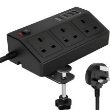 Proline DESK POWER POD 3 x 13A + 2 USB-A &amp; 2 X USB-C (20W) - BLACK