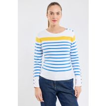 Pull marin manches boutonnées - coton