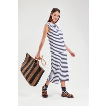 Robe longue rayée - coton rustique