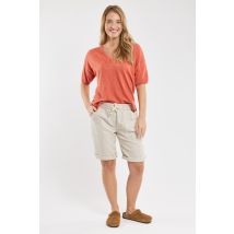 Bermuda taille élastique  - coton et lin