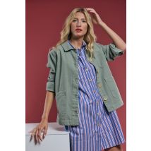 Robe chemise rayée - coton et lin
