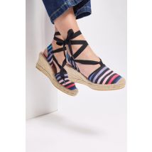 Espadrilles compensées à rayures femme
