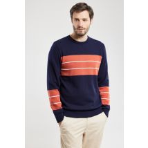 BERAC Pull bicolore - coton Homme Marine Deep/Mecca Orange/B L