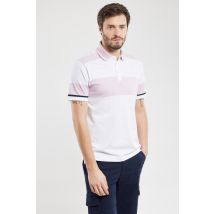 BERAC Polo larges rayures - coton léger Homme Blanc/Winsome Orchid S