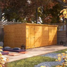 Power Sheds 18 x 8ft Double Door Pent Shiplap Dip Treated Windowless Shed