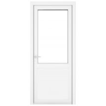 Crystal uPVC White Right Hand Inwards Clear Double Glazed Half Glass Half Panel Single Door - 2090mm