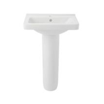 Wickes Vercelli 1 Tap Hole Ceramic Bathroom Basin with Full Pedestal - 550mm