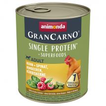Multipack risparmio! animonda GranCarno Adult Superfoods 24 x 800 g - Pollo + Spinaci, Lamponi, Semi di zucca