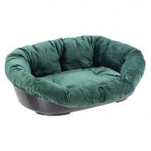Ferplast Cesta-sofà Siesta Deluxe nera con rivestimento velluto verde - Set Tg. 6: L 73 x P 55 x H 27 cm