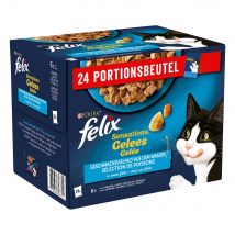 Felix Sensations in Gelatina 24 x 85 g umido gatto - Varietà di mare e fiume in gelatina