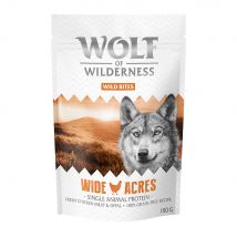 Confezione prova! Wolf of Wilderness Crocchette, umido e snack per cane - 180 g snack Wild Bites Wide Acres - Pollo