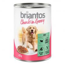 Briantos Chunks in Gravy 6 x 415 g Umido per cane - Agnello e Carote