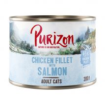 Offre d'essai : Croquettes, boîtes et friandises Purizon pour chat - boîte à l'unité filet de poulet, saumon (1 x 200 g)