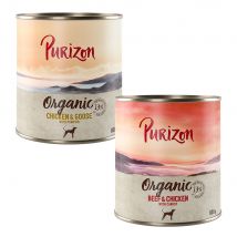 Purizon Organic 24 x 800 g Umido per cane - Mix: 12 x Pollo con Oca, 12 x Manzo con Pollo