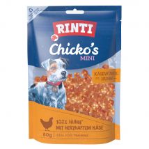 2x80g RINTI Chicko's Mini dés de fromage, poulet friandises pour chien
