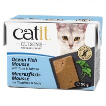 12x90g Catit Cuisine Mousse Tonijn met Zalm nat kattenvoer