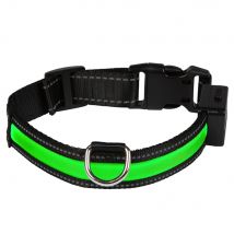 Collar luminoso LED Eyenimal para perros - Talla S: 40 - 45 cm perímetro del cuello, 25 mm de ancho (verde)