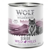 Wolf of Wilderness Senior 24 x 800 g umido per cane - Wild Hills - Anatra & Vitello