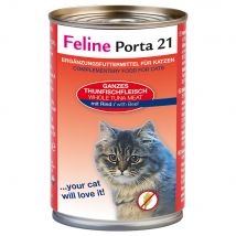 Feline Porta 21 6 x 400 g en latas para gatos - Atún con vacuno (sin cereales)
