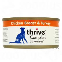 12x75g Thrive Complete blanc de poulet, dinde - Pâtée pour chat