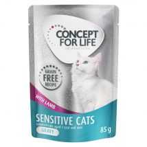 Voordeelpakket Concept for Life graanvrij 24 x 85 g Kattenvoer - Senstive Cats Lam in Saus