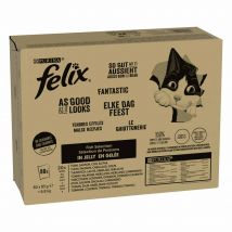 Felix Le Ghiottonerie in Gelatina 80 x 85 g Alimento umido per gatti - Varietà di pesce 1 (Tonno, Salmone, Merluzzo, Merluzzo carbonaro)