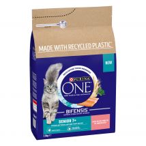 PURINA ONE Senior 7+ Salmon & Whole Grains Dry Cat Food - Economy Pack: 2 x 2.8kg