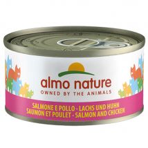 Almo Nature con pescado 6 x 70 g - Salmón y pollo en gelatina