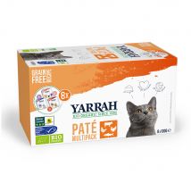 Yarrah Bio Paté 8 x 100 g en tarrinas para gatos - Pack de prueba mixto - 3 variedades