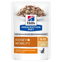 24x85g k/d + Mobility Kidney + Joint Care poulet pour chat Hill's Prescription Diet