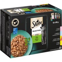 Sheba Multirreceta 12 x 85 g en sobres comida húmeda para gatos - Selección de pescados y carnes en salsa