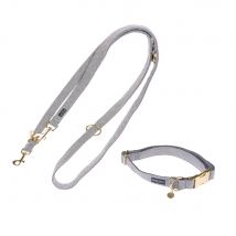 Nomad Tales Kalma Set: Halsband + riem, stone L + 200 cm hond