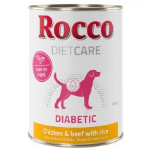 24x400g Diabetic Kip & Rund met Rijst Rocco Diet Care Hondenvoer