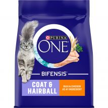 PURINA ONE Coat & Hairball Chicken & Whole Grains Dry Cat Food - Economy Pack: 2 x 2.8kg