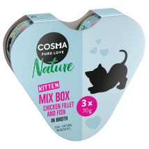 3x70g Coffret Cosma Nature Kitten, assortiment 3 saveurs, pour chaton