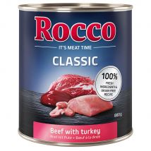 Rocco Classic 6 x 800 g Alimento umido per cani - Manzo con Tacchino