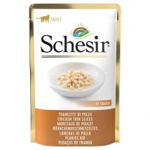 6x85g Kipstukjes in Saus Schesir Kattenvoer Maaltijdzakjes