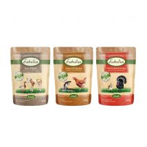 Lukullus Vershoudszakjes Naturkost 6 x 300 g - Mixpakket: Wild Konijn & Kalkoen / Eend & Kalfsvlees / Zalm & Kip