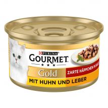 Gourmet Gold Dadini in Salsa 48 x 85 g Alimento umido per gatti - Pollo e Fegato