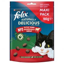 Felix Naturally Delicious snacks para gatos - Vacuno con bayas de Goji (180 g)