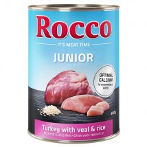 Pack Ahorro: Rocco Junior 24 x 400 g - Pavo con corazón de ternera y arroz