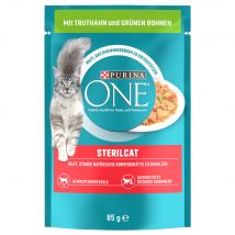 Purina ONE Gatos esterilizados comida húmeda en sobres - Pack % - 52 x 85 g - Con pavo y judías verdes