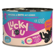 6x200g Lucky Lou Lifestage Adult volaille & canard nourriture pour chat humide