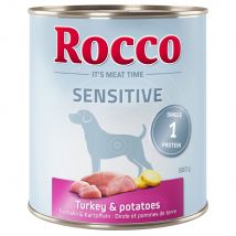 Rocco Sensitive 6 x 800 g Alimento umido per cani - Tacchino & Patate