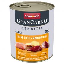 24x 800g Animonda GranCarno Adult Sensitive Pure Kalkoen & Aardappelen Honden Natvoer