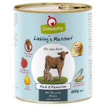 GranataPet Liebling's Mahlzeit 24 x 800 g - Pack Ahorro - Ternera y conejo