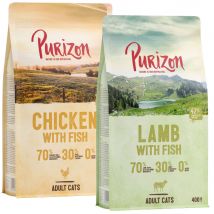 2x400g Purizon sans céréales poulet, poisson agneau, poisson - Croquettes pour chat