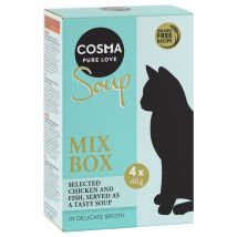 Cosma Soup pacco misto umido per gatto - Mix 1 : Pollo, Salmone, Tonno, Petto di Pollo & Tonno